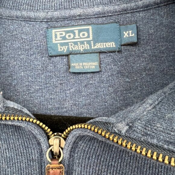 Vintage Polo Ralph Lauren Blue Quarter Zip Sweater men's size Extra Large Blue - Picture 2 of 10